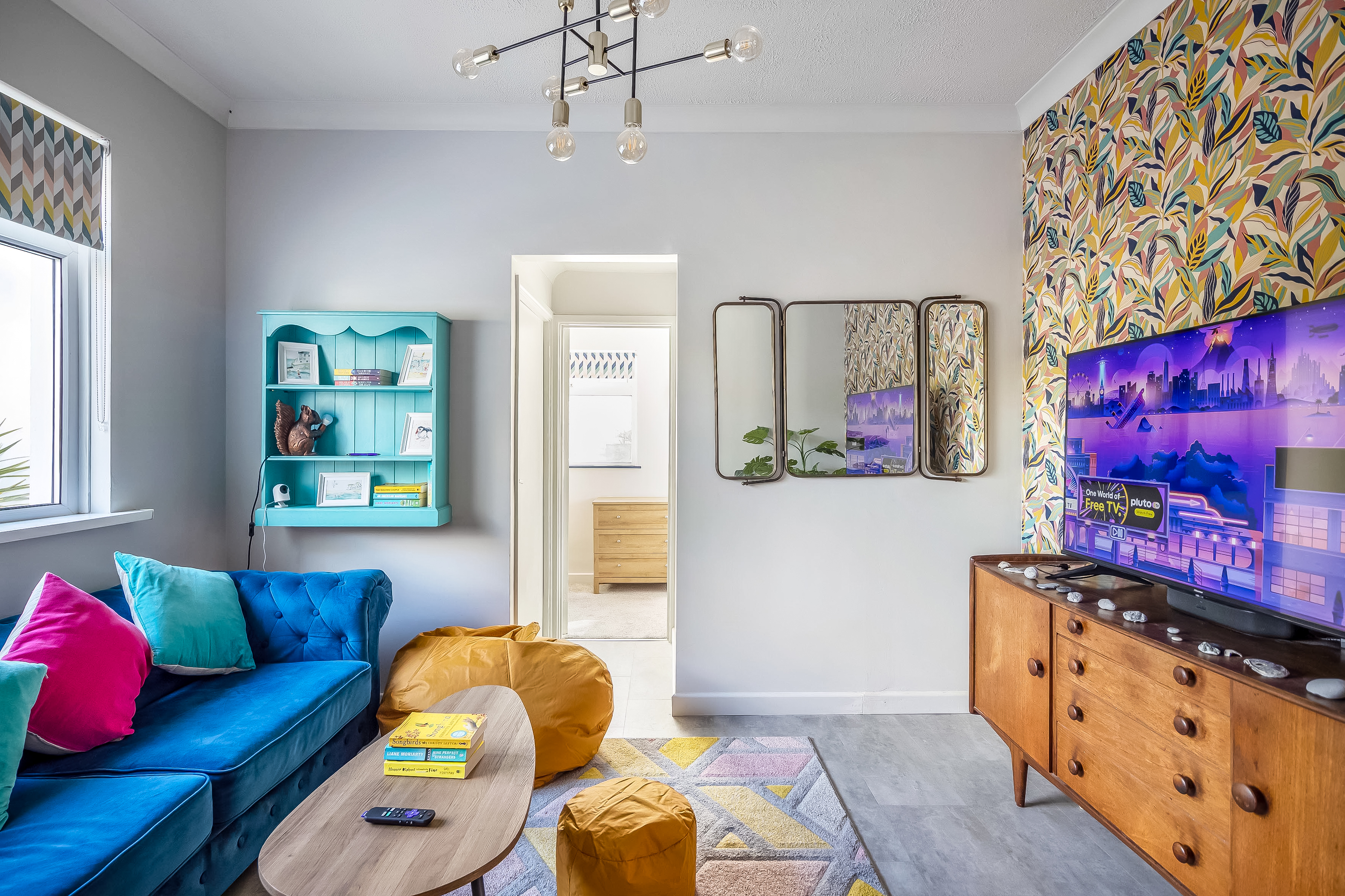 Second bedroom with king bed and garden views